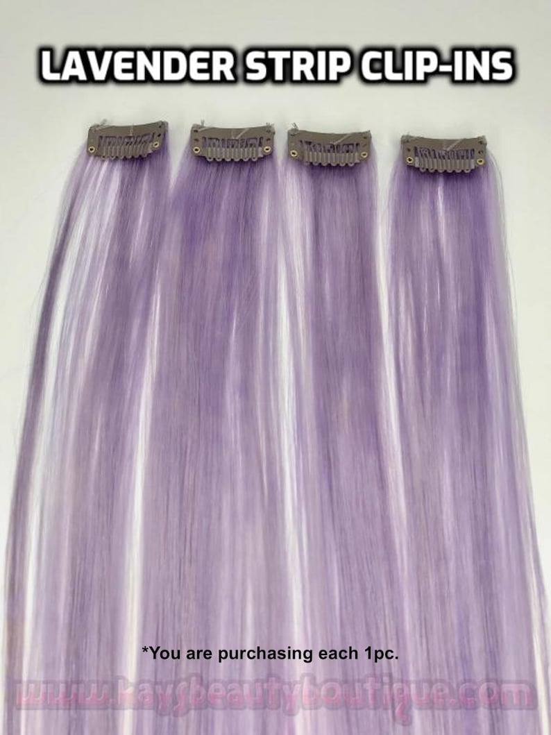 100 Human Hair Lavender Clipin Streaks Strips Extensions 1pc Etsy