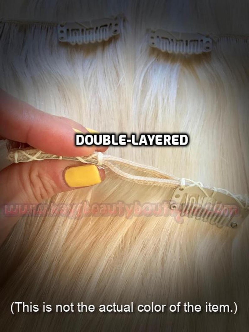 Clip-ins 100% Human hair Medium Ash Blonde Mix Hand-made Clip-in hair extensions image 7