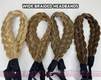 Brede gevlochten hoofdband, vlecht van synthetisch haar, handgemaakte haarband