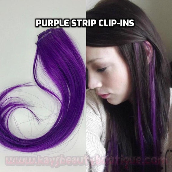 Bright Purple Strip Clip In Extensions Streaks 1pc Etsy