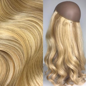 WIRE halo extensions Natural Golden Blonde Mix #16/24/613 100% Human Hair Hand-made