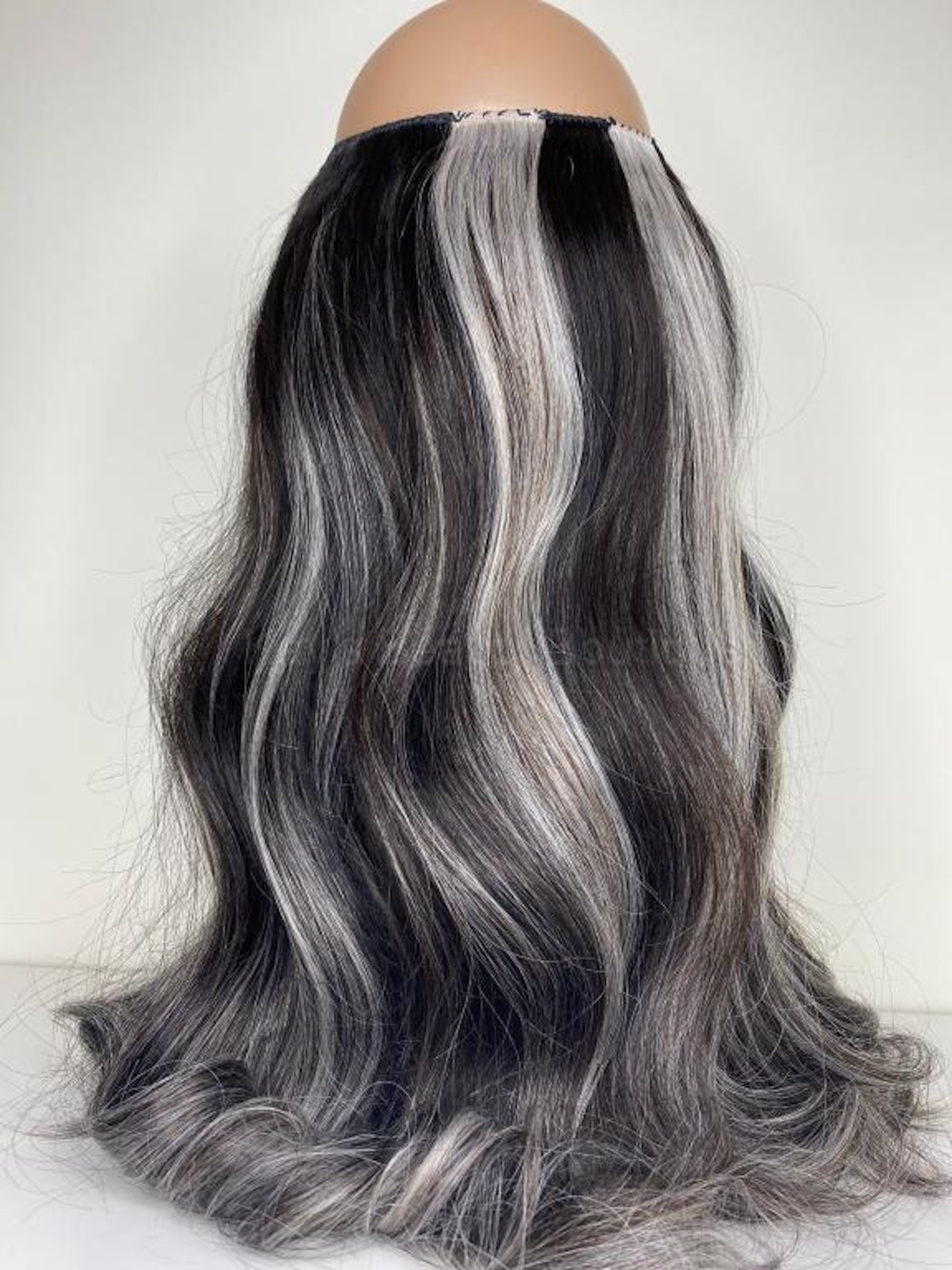 WIRE Halo Extensions Black and Silver Chunky Highlights #1B 