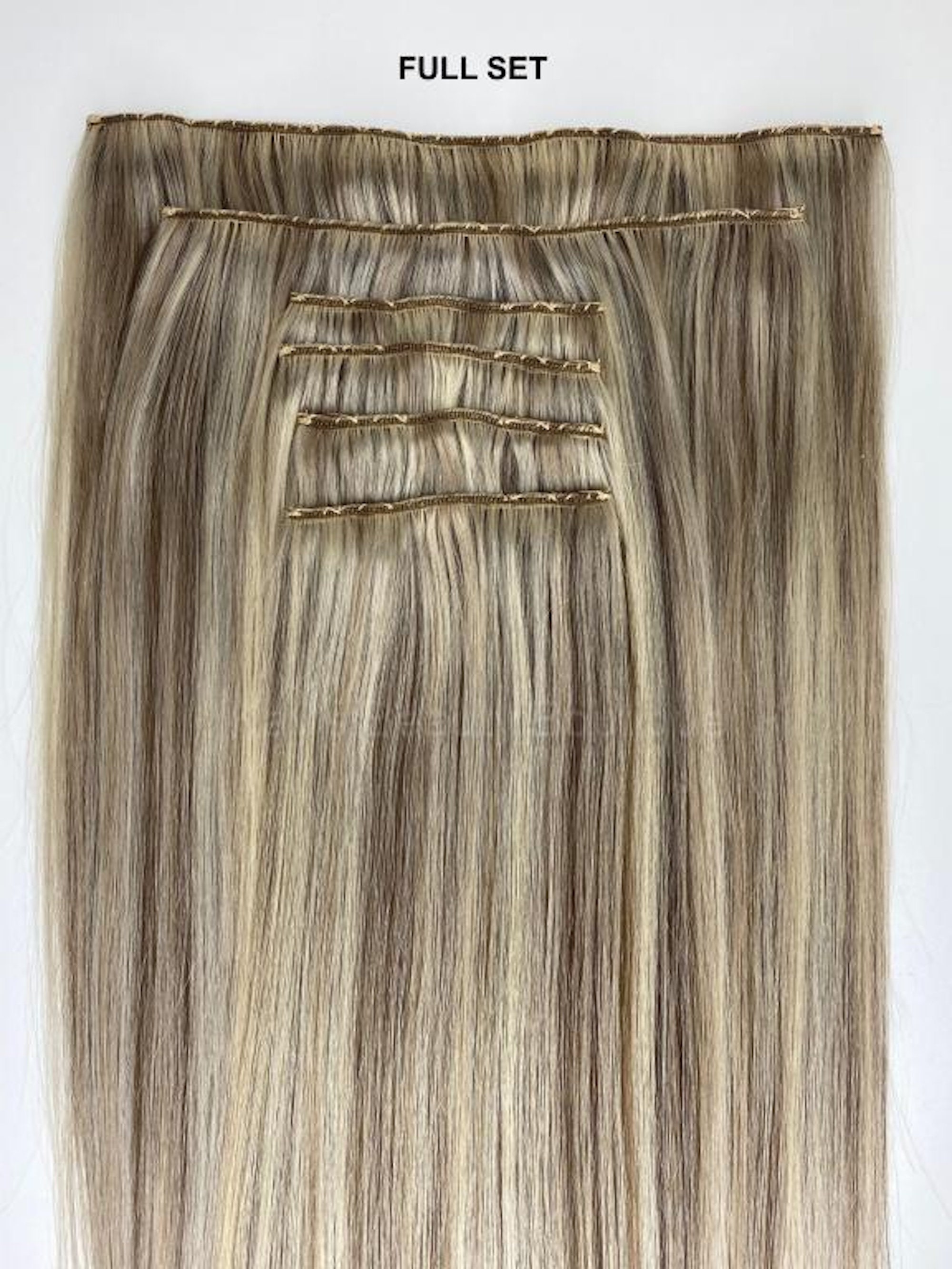 Clip-ins Ash Blonde and Brown Mix 100% Human Hair Clip-in 