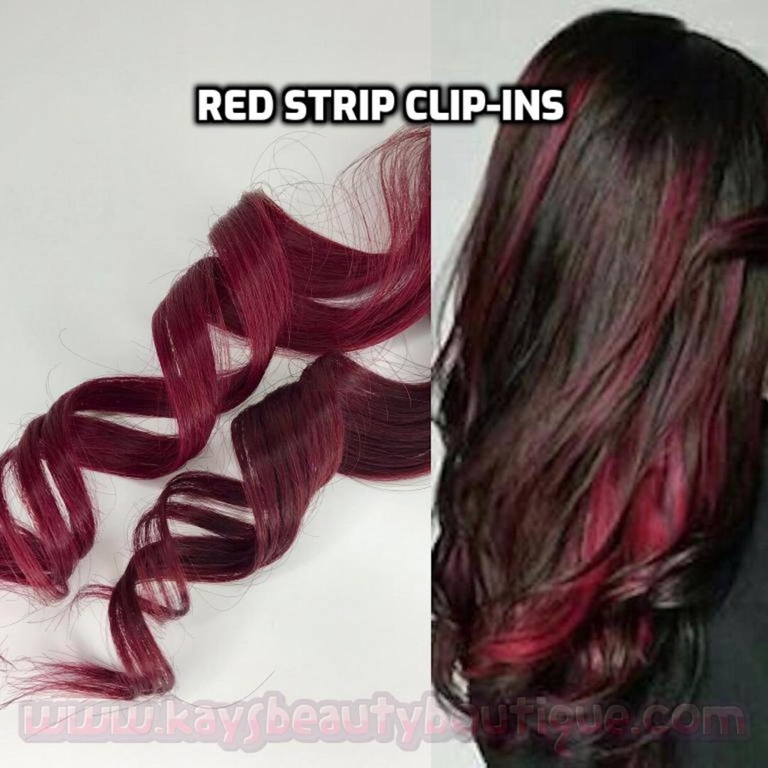 100% Human Hair Bright Red Strip Clip-in Extensions Streaks - Etsy Norway 100% Human Hair Bright Red Strip Clip-in Extensions Streaks - Etsy Norway