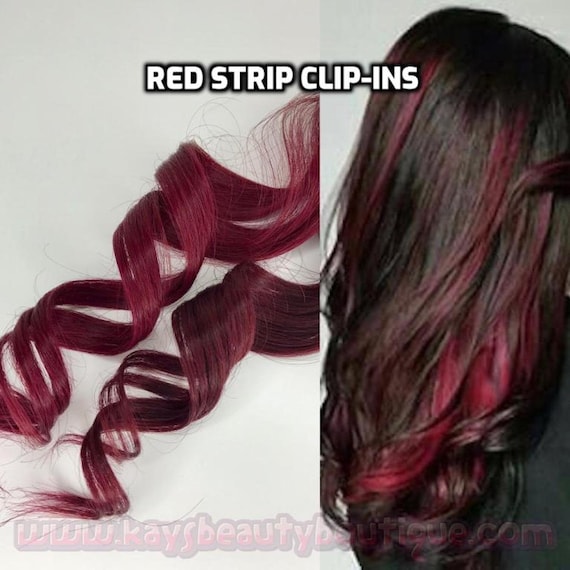 Buy 100% Human Hair Bright Red Strip Clip-in Extensions Streaks Online in  India - Etsy