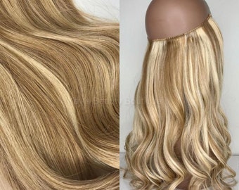 WIRE extension Medium Ash Blonde Mix #10/613 100% Human Hair Hand-made