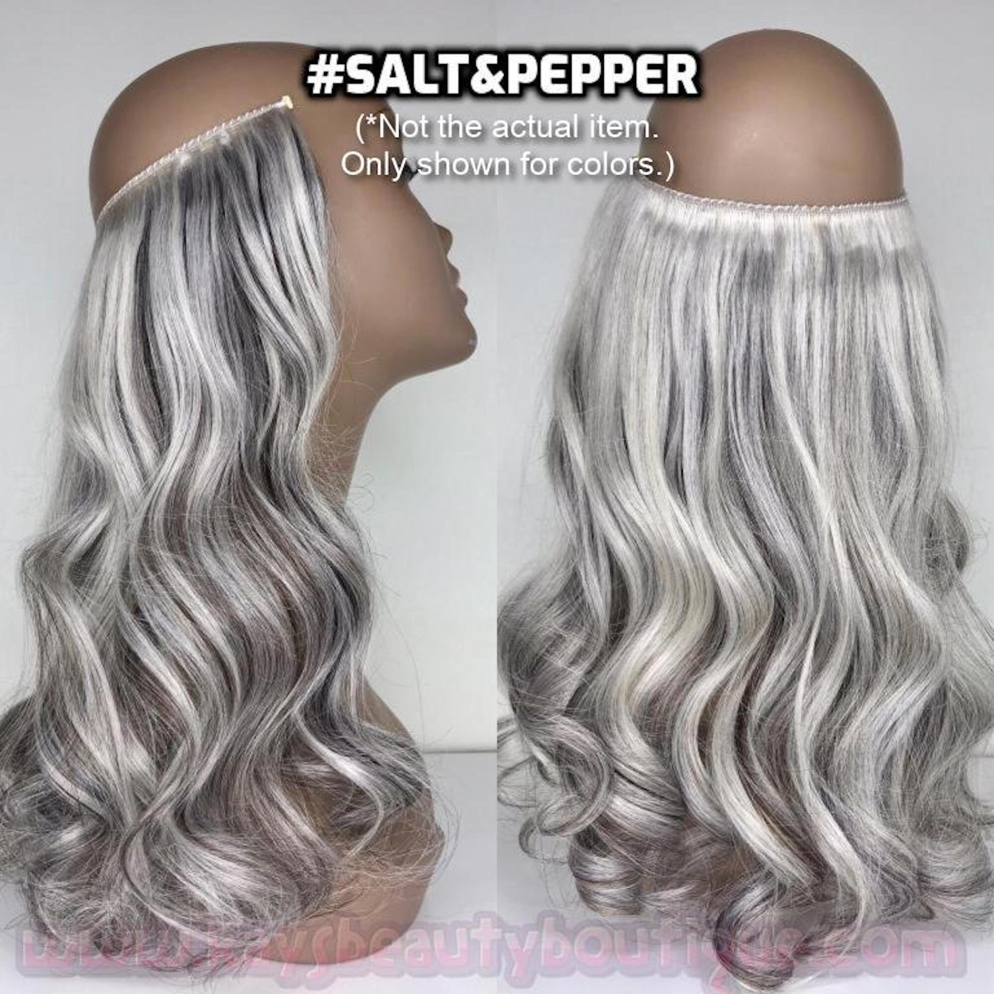 100 Human hair Salt&Pepper Handmade Clipin hair extensions Etsy