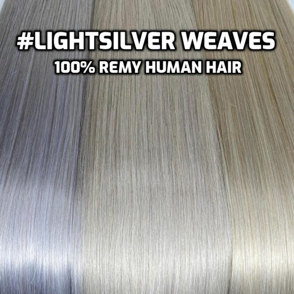 Trama Luce Argento Ghiaccio Bianco Biondo Tessuto 100% capelli umani Remy