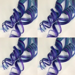Bright Turquoise Teal Purple Blue Mix Strip Clip-ins 100% Human Hair extensions 1pc