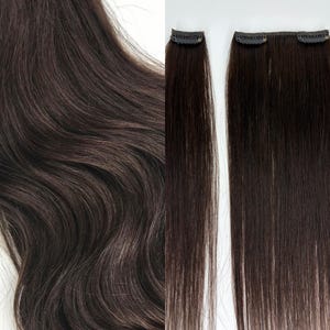 クリップイン ダークブラウン 100% 人毛 クリップイン ヘアエクステンション ハンドメイド