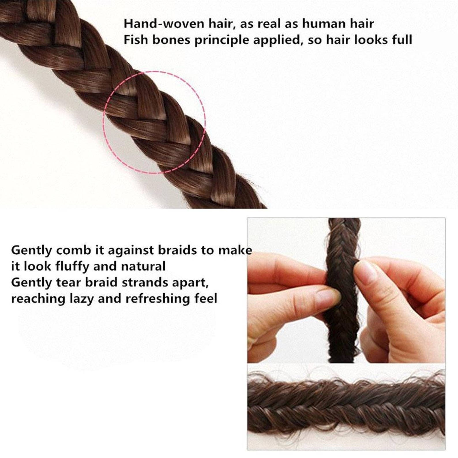 Clip-in Braids Hair Extensions 100% Human Hair Hand-made 1pc - Etsy