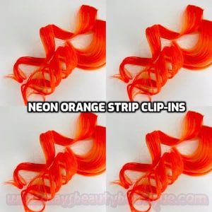 100% Human Hair Neon Orange Strip Clip-in Extensions Streaks 1pc - Etsy