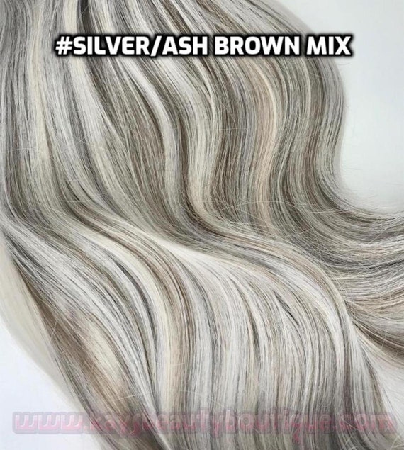 100% Human Hair WIRE Extension Hand-made Silver Gray Ash Brown - Etsy UK 100% Human Hair WIRE Extension Hand-made Silver Gray Ash Brown - Etsy UK