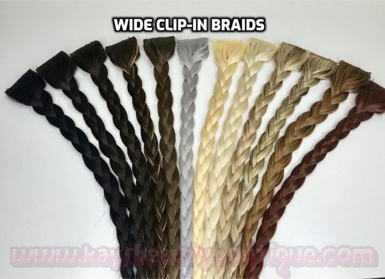 WIDE Clipin Braid Hair Extensions 100 Human Hair Handmade Etsy Canada