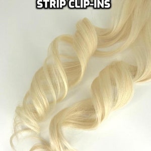 100% Human Hair Golden Blonde Mix Highlights Strip Clip-in extension streaks 1pc image 4