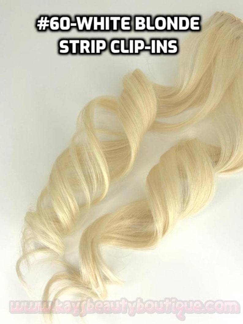 100% Human Hair Golden Blonde Mix Highlights Strip Clip-in extension streaks 1pc image 4