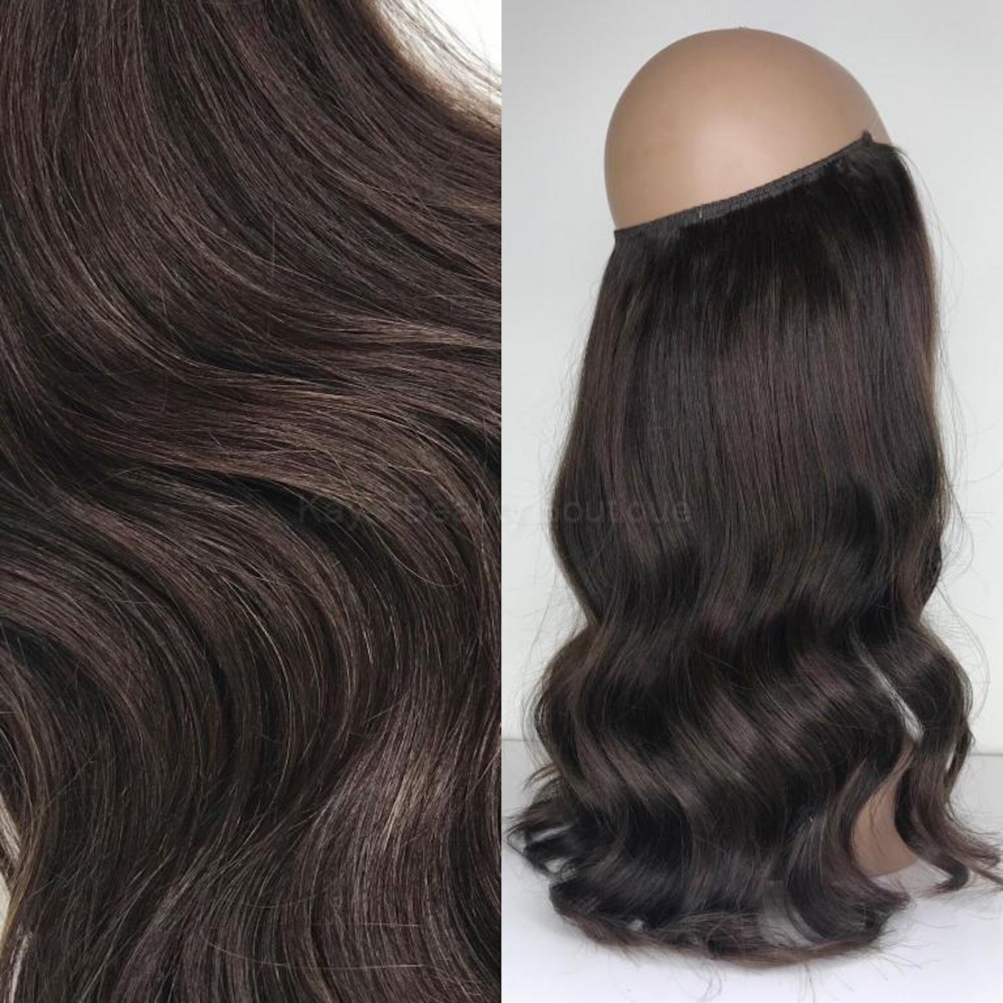 WIRE Halo Extensions #2 Dark Brown 100% Human Hair Hand-made  display picture 1