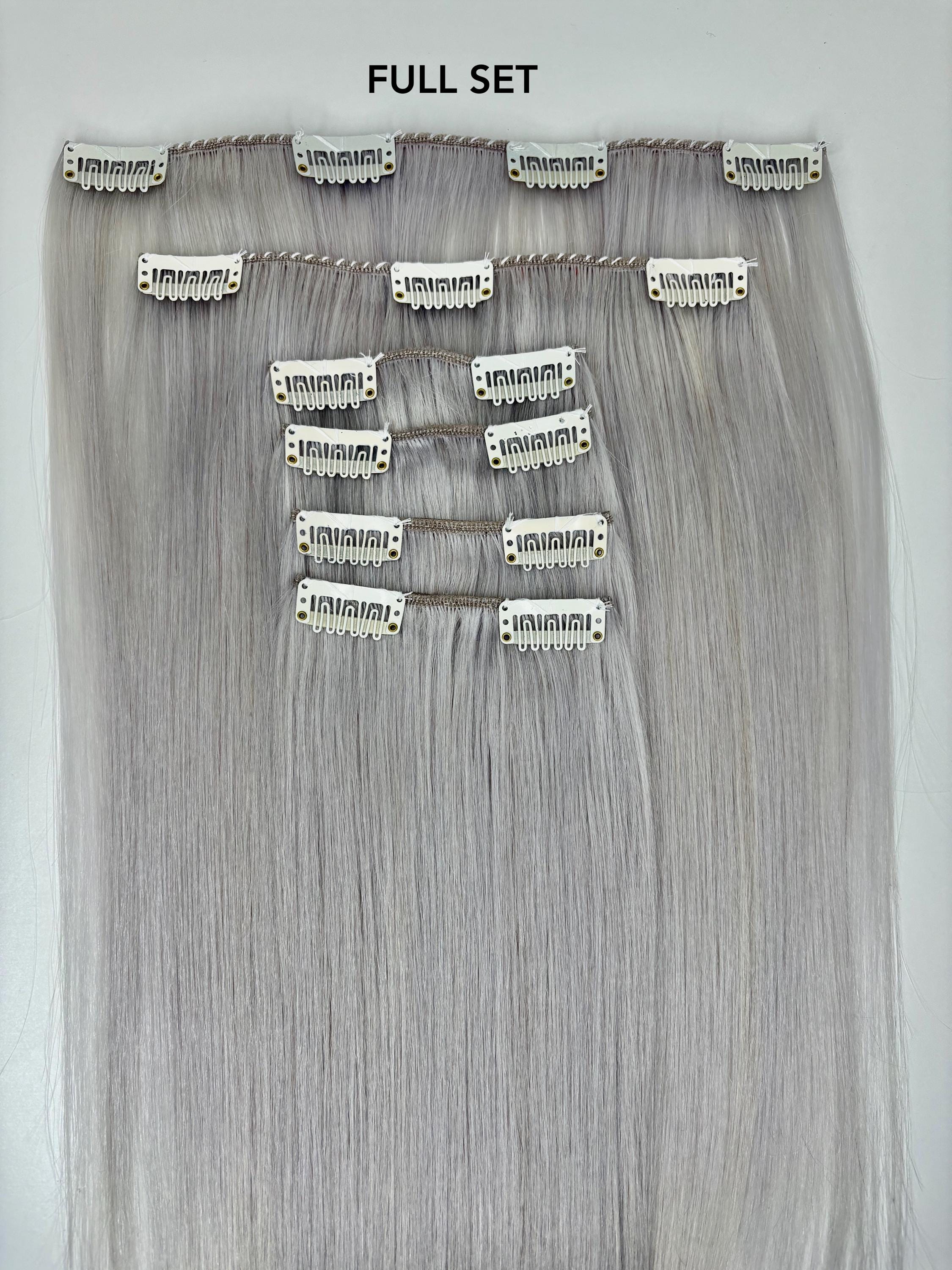 Gray Silver Full Head Clip in Extension S62e01f85bfa44209a7d9d02cbb7c6  main image 3