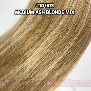 Clip-ins 100% Human hair Medium Ash Blonde Mix Hand-made Clip-in hair extensions image 2