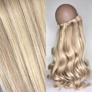 WIRE halo extensions Ash Blonde Mix #18/22 100% Human Hair Hand-made