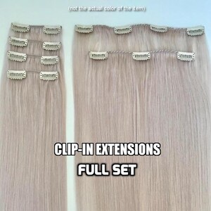 Clip-ins 100% Human hair Medium Ash Blonde Mix Hand-made Clip-in hair extensions Full Set