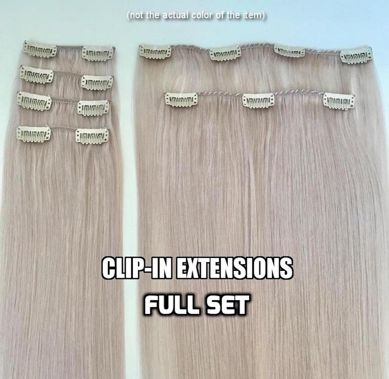 Clip-ins 100% Human hair Medium Ash Blonde Mix Hand-made Clip-in hair extensions Full Set