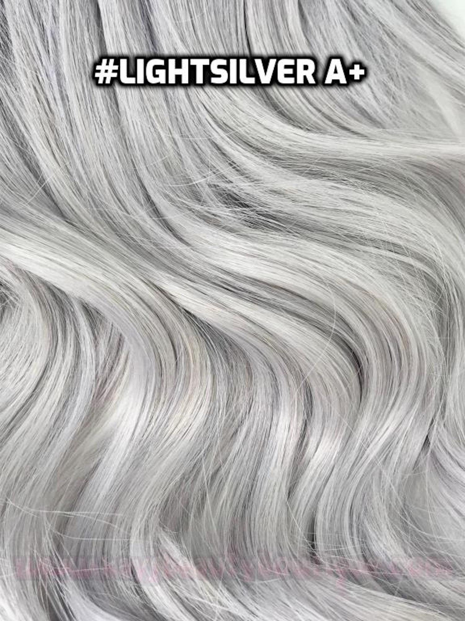 100 Human Hair Halo Lightsilvera White Silver Gray Icy Etsy