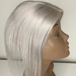 Hair Toppers Light Silver Mono 100% Virgin Remy Hair image 3