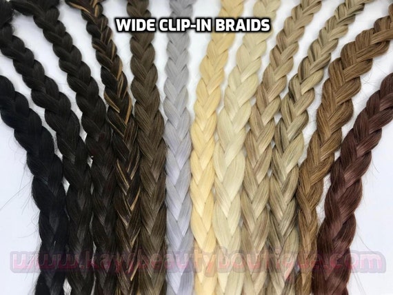 WIDE Clip-in Braid Hair Extensions 100% Human Hair Hand-made 1pc 