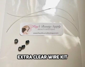 Extra Clear Elastic band(2pcs) & Micro beads(4pcs)-2 colors available(Dark Brown or Blonde)