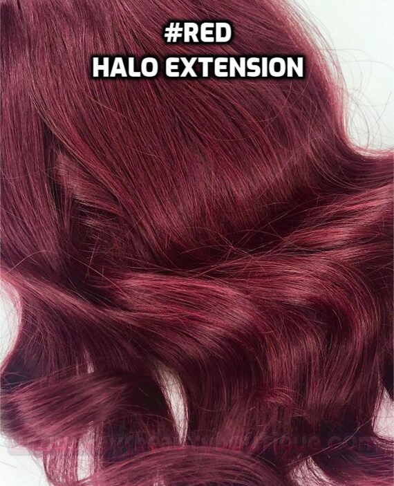 100 Human Hair Wine Red HALO Hair Extension Hand made Etsy