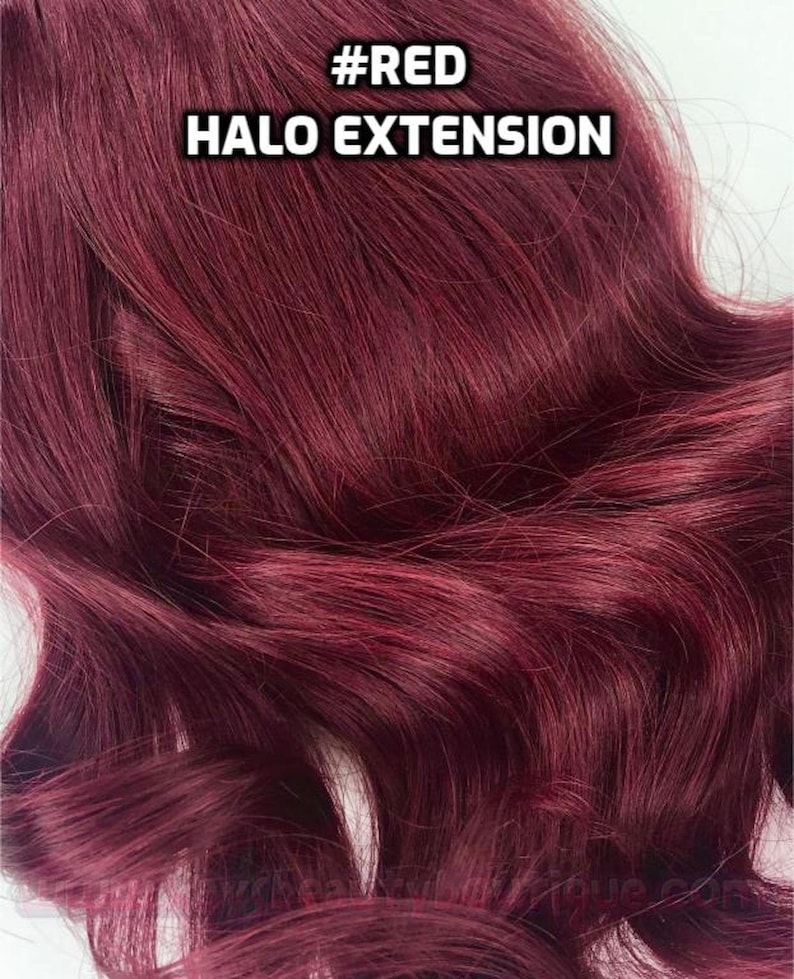 100 Human Hair Wine Red HALO hair extension Handmade Etsy