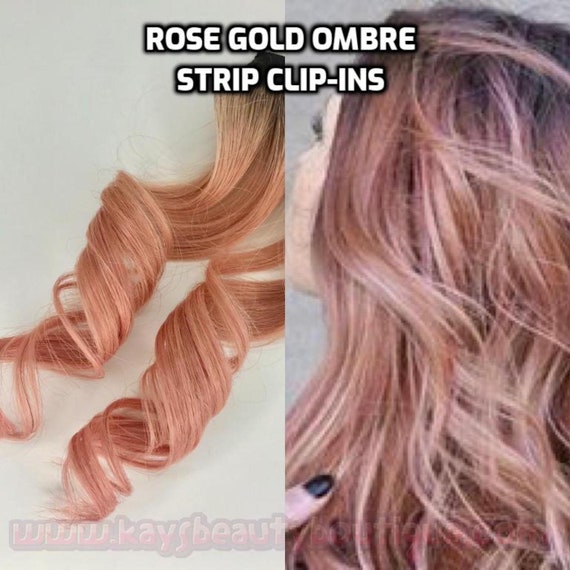 100 Human Hair Rosegold Ombre Strip Clip In Extensions Etsy