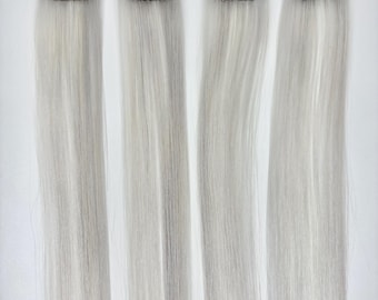 White Icy Silver Strip Clip-in Extension 100% Human Hair Streaks