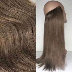 WIRE halo extensions Ash Brown #6/8 100% Human Hair Hand-made