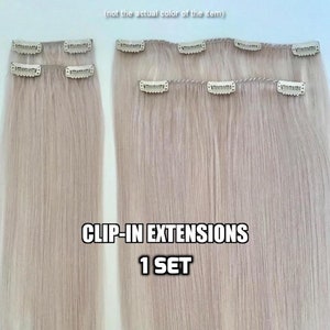 Clip-ins 100% Human hair Medium Ash Blonde Mix Hand-made Clip-in hair extensions 1 Set