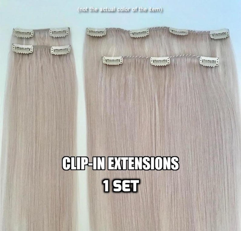 Clip-ins 100% Human hair Medium Ash Blonde Mix Hand-made Clip-in hair extensions 1 Set