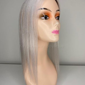 Hair Toppers Light Silver Mono 100% Virgin Remy Hair 16"