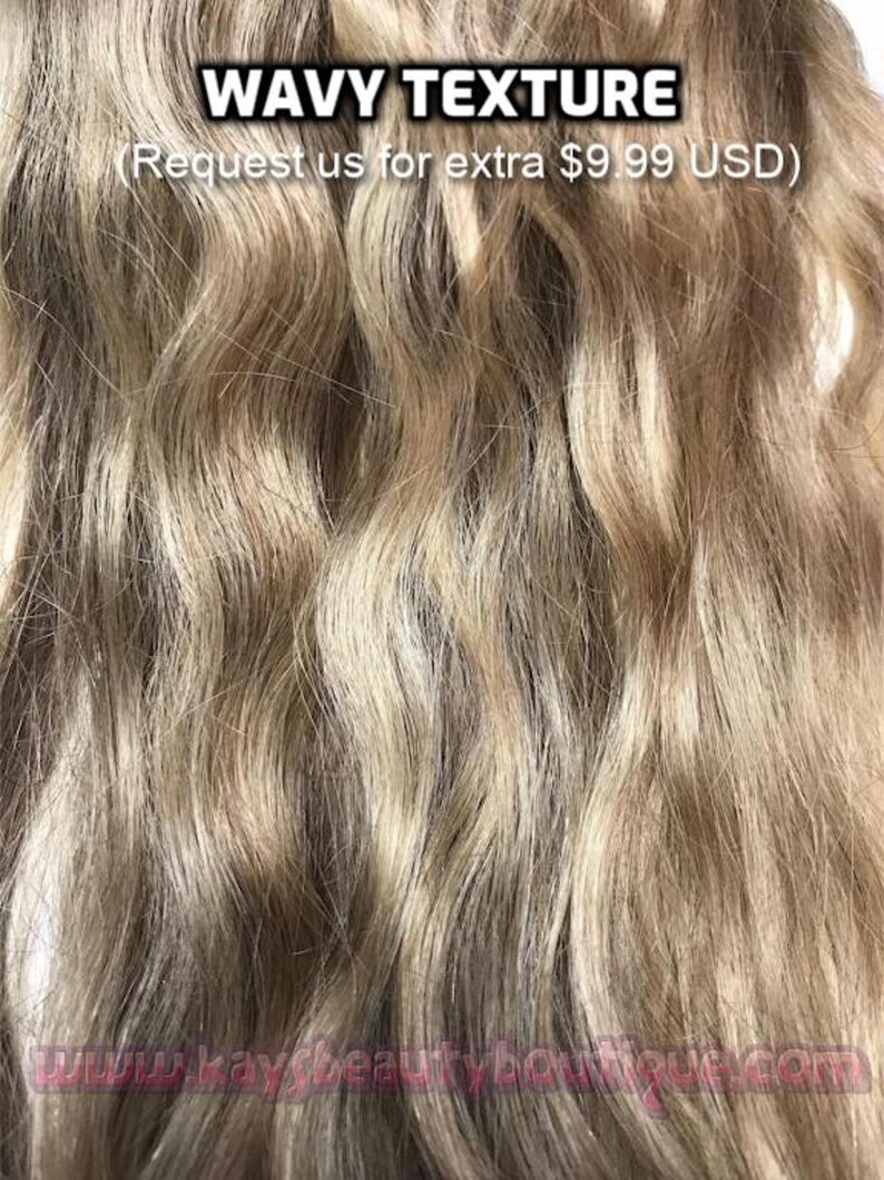 Clip-ins 100% Human hair Medium Ash Blonde Mix Hand-made Clip-in hair extensions image 9