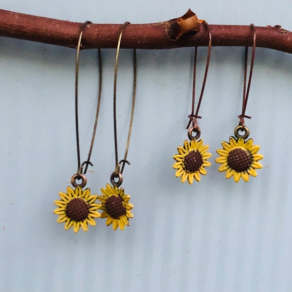 Sunflowers, Hand Painted, Van Gogh, Sunflower Earrings, Bronze, Sweden, Swedish, Tradition, Sverige, Svenska, TheSwedishFlicka