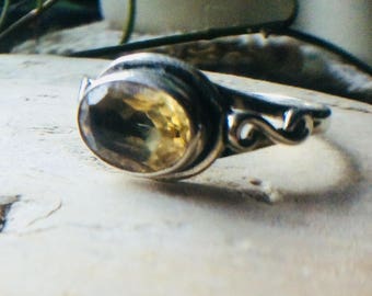 Renaissance Ring, Size 8, Citrine, Yellow Topaz, Sterling Silver, Sweden,  Royal, Jewellry, Nordic, Norwegian, Scandi, Fika,Swedish Jewellry