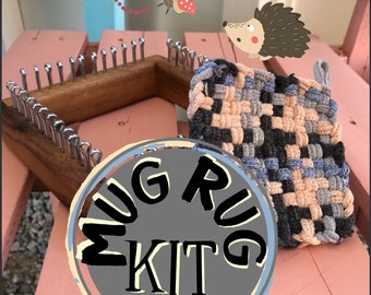 Mug Rug Kit, Woven Potholder, Retro,Loopers, Loops, Loom, Fiber Arts, The Swedish Flicka, Young Artists,Recycled, Wooden Loom,Potholder Loom