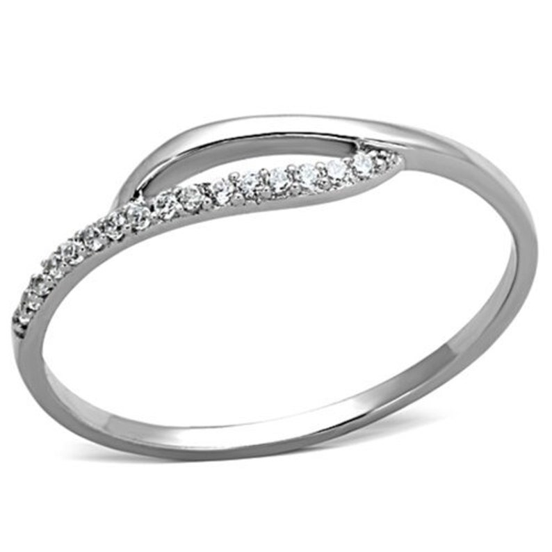 Ts145-925 Sterling Silver Ring Rhodium Women Aaa Grade Cz Clear A874-ts145