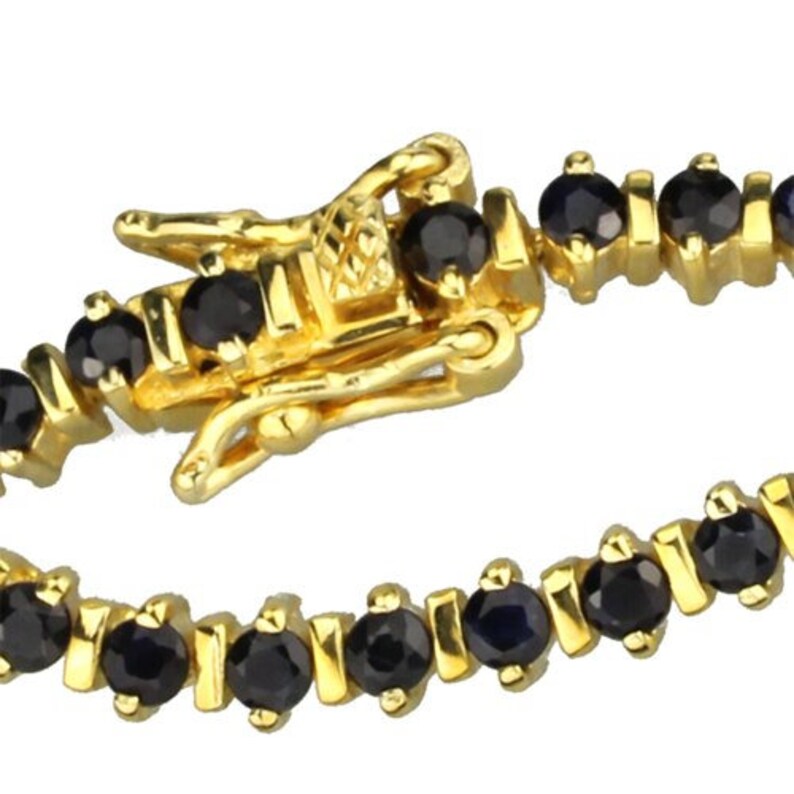 Los838-925 Sterling Silver Bracelet Gold Women Aaa Grade Cz Jet A874-los838