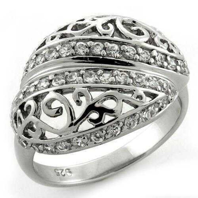 Loas1174-925 Sterling Silver Ring Rhodium Women Aaa Grade Cz Clear A874-loas1174