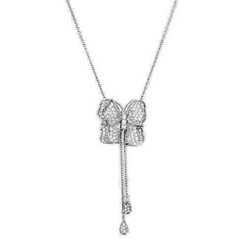 Los608-925 Sterling Silver Necklace Silver Women Aaa Grade Cz Clear A874-los608