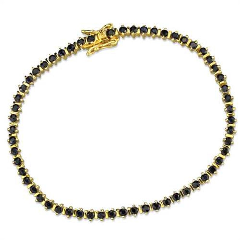 Los838-925 Sterling Silver Bracelet Gold Women Aaa Grade Cz Jet A874-los838