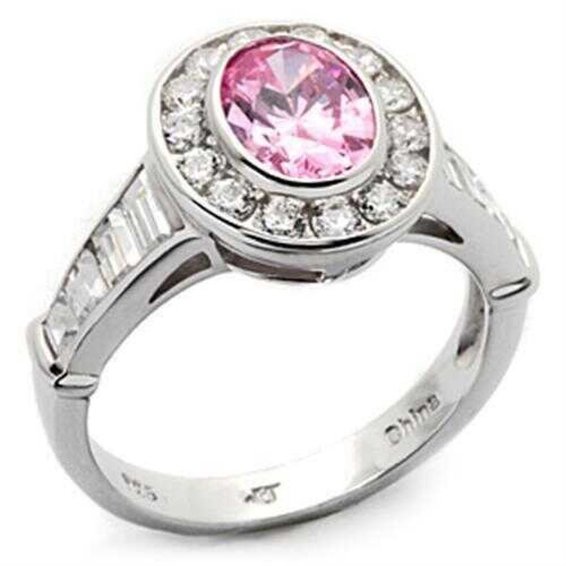 Los044-925 Sterling Silver Ring Rhodium Women Aaa Grade Cz Rose A874-los044