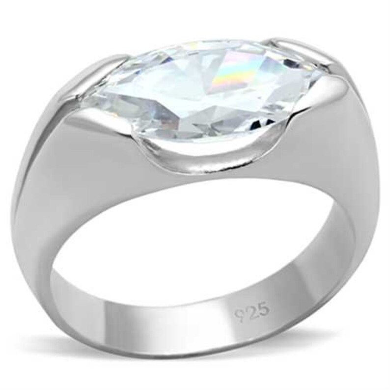 Los704-925 Sterling Silver Ring Silver Women Aaa Grade Cz Clear A874-los704