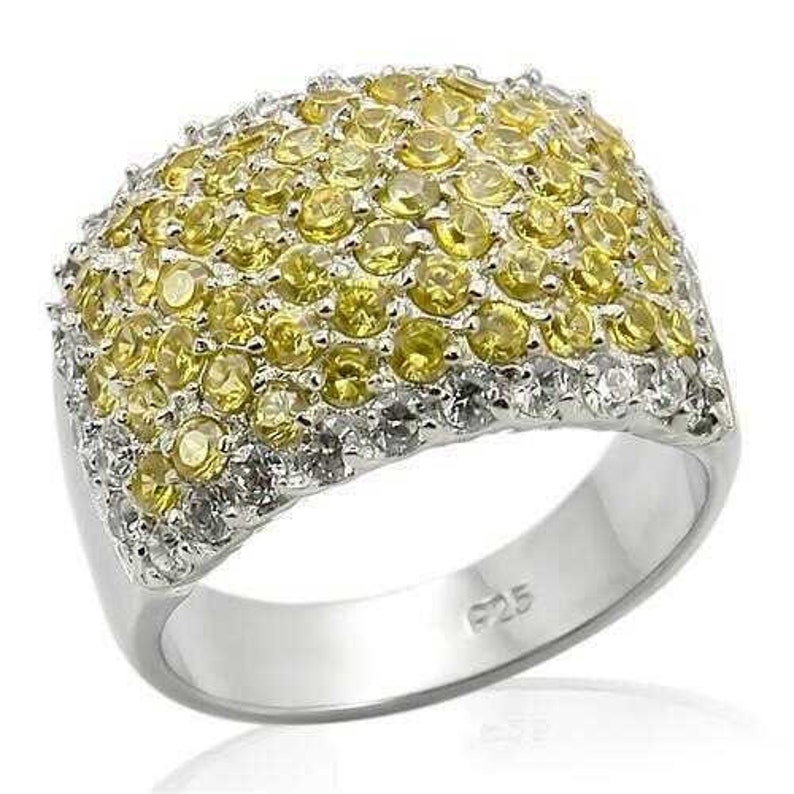 Los204-925 Sterling Silver Ring Rhodium Women Aaa Grade Cz Topaz A874-los204